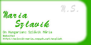 maria szlavik business card
